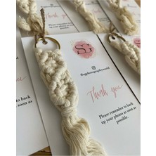 Siyah Lale Nikah Şekeri Makrome Anahtarlık Kartlı Paket Nikah, Söz, Nişan Hediyelik - 25 Adet