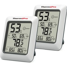 ThermoPro TP50 Termometre İç Mekan Dijital Sıcaklık ve Nem Ölçer - 2 Adet