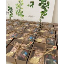 Siyah Lale Nikah Şekeri Kahve, Kaşık ve Mantar Şişe Draje Şekerli Nikah, Söz, Nişan, Kına Hediyelik - 50 Adet