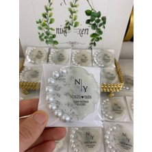 Siyah Lale Nikah Şekeri Incili Epoksi Magnet Paketli Nikah, Söz, Nişan Hediyelik - 25 Adet