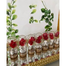 Siyah Lale Nikah Şekeri Cam Fanus Kırmızı Gül ve Fıstık Şekerli Nikah, Söz, Nişan Hediyelik - 50 Adet