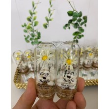 Siyah Lale Nikah Şekeri Cam Fanus Papatya Çiçek ve Kalp Şekerli Nikah, Söz, Nişan Hediyelik - 25 Adet