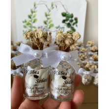 Siyah Lale Nikah Şekeri Mantar Kapaklı Cam Şişe Kalp Şekerli Nikah, Söz, Nişan Hediyelik - 25 Adet