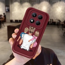 HONTINGA Xiaomi Redmi Note 14 Pro ile Uyumlu Kılıfı Düşüme Önleyici Basitlik Anti Düşme Kamera Korumali Aile Bordo Desen Yumuşak Silikon Telefon Kılıfı Kadın ve Erkek Için Uygundur K2-7074