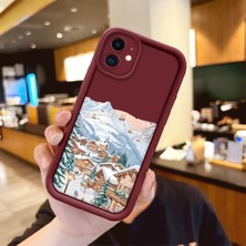 HONTINGA iPhone 12 ile Uyumlu Kılıfı Düşüme Önleyici Basitlik Anti Düşme Kamera Korumali Şehir Bordo Desen Yumuşak Silikon Telefon Kılıfı Kadın ve Erkek Için Uygundur K2-7072