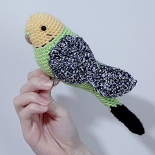 Nildamigurumi Amigurumi Kuş Muhabbet Kuşu Elma Yeşili Kırçıllı Kanat