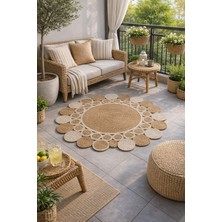 Halımax Salda JUT01 Hasır Çift Taraflı Yıkanabilir Jüt Kilim Mutfak Banyo Koridor Halısı Yuvarlak Jüt Halı