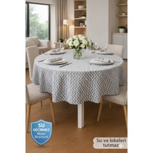Rona Home Birinci Sınıf Yuvarlak Masa Örtüsü Su Geçirmez Leke Tutmaz Premium Kaliteli Kumaş Mutfak Salon