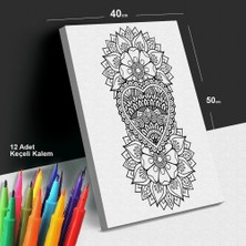 Kalbin Çiçeği 40X50 Tuval Boyama Seti - 12'li Keçeli Kalem Ile Birlikte -