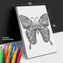 Kelebek 40X50 Tuval Boyama Seti - 12'li Keçeli Kalem Ile Birlikte -