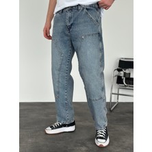 KağanKY Mavi Yıkamalı Relax Baggy Jean