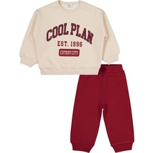 Civil Baby Cool Plan Baskılı 6-18 Ay Takım - Bordo 6-9 Ay