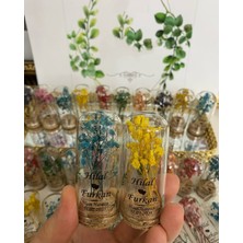 Siyah Lale Nikah Şekeri Cam Fanus Karışık Cipso Çiçekli ve Fıstık Şekerli Nikah, Söz, Nişan Hediyelik - 25 Adet