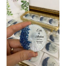 Siyah Lale Nikah Şekeri Epoksi Magnet Taşlı Paketli Nikah, Söz, Nişan Hediyelik - 25 Adet