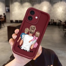 HONTINGA iPhone 16 ile Uyumlu Kılıfı Düşüme Önleyici Basitlik Anti Düşme Kamera Korumali Aile Bordo Desen Yumuşak Silikon Telefon Kılıfı Kadın ve Erkek Için Uygundur K2-7074