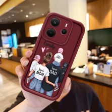 HONTINGA Xiaomi Redmi Note 14 ile Uyumlu Kılıfı Düşüme Önleyici Basitlik Anti Düşme Kamera Korumali Aile Bordo Desen Yumuşak Silikon Telefon Kılıfı Kadın ve Erkek Için Uygundur K2-7074