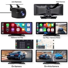 FaroxTech Kablosuz Apple Carplay & Android Auto Destekli Araç Içi Multimedya Monitör - Çift Kameralı Hd Ekran
