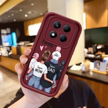 HONTINGA Xiaomi Redmi Note 14 Pro ile Uyumlu Kılıfı Düşüme Önleyici Basitlik Anti Düşme Kamera Korumali Aile Bordo Desen Yumuşak Silikon Telefon Kılıfı Kadın ve Erkek Için Uygundur K2-7074