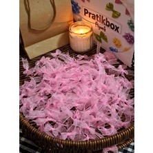 Pratikbox Mini Fiyonk / Tül 1cm'lik / Hediyelik / Süsleme / Pembe Renk / 50 Adet /