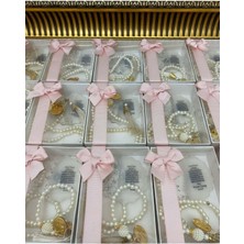 Siyah Lale Nikah Şekeri Inci Tesbih ve Epoksi Set Nikah, Söz, Nişan Hediyelik - 25 Adet