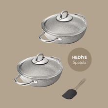 Gigilli Urla 4 Parça Granit Sahan Seti (Silikon Spatula Hediyeli)