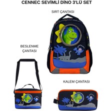 Ümit Çanta Cennec Sevimli Dino Okul Çantası Seti – Sırt Çantası + Termal Beslenme Çantası + Kalem Çantası