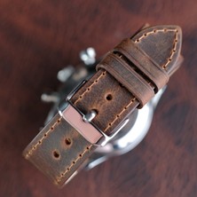 Yaydan Deri Aksesuar Elit Seri Dumanlı Kahve Deri Saat Kordonu