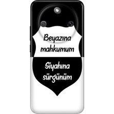 Honor Magic 8 Lite Kılıf Desenli Baskılı Tpu Rubber Kapak Siyah Beyaz Aşkım