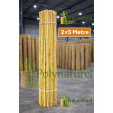 Doğal Kamış Bambu Çit 2X5M Bahçe Teras Balkon Gizlilik Perdesi Gölgelik Örtü