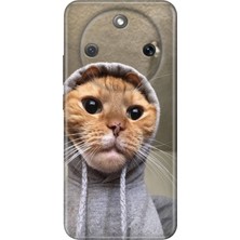 Honor Magic 8 Lite Kılıf Desenli Baskılı Tpu Rubber Kapak Selfie Kedicik