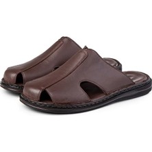 Cozi Company Hakiki Deri Erkek Tam Ortopedik Yumusak Tabanlı Önü Kapalı Terlik