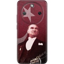 Nurdic Honor Magic 8 Lite Uyumlu Kılıf 0.4mm Lazer Kesim Silikon Kapak M.k Atatürk