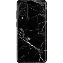 Nurdic Samsung Galaxy S25 Edge Kılıf 0.4mm Lazer Kesim Silikon Kapak Mermer Siyah