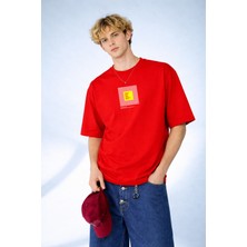 Caddekombin Erkek Worldwide City Yazılı Dünya Şehirleri Baskılı Kırmızı T-Shirt