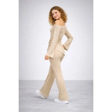 İMX Kadın Triko Fitilli Ikili Takım (Bluz & Pantolon)