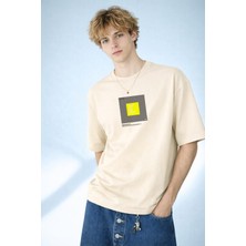 Caddekombin Erkek Worldwide City Yazılı Dünya Şehirleri Baskılı Bej T-Shirt