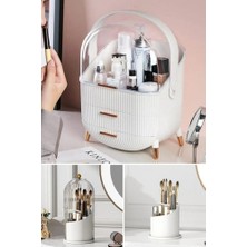 Piev House By House Makyaj Kozmetik Düzenleyici ve Şeffaf 360 Derece Dönebilen Fırçalık Süper Ikili Set