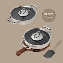 Gigilli Esperanza 5 Parça Titanyum Sahan Seti Krem (Silikon Spatula Hediyeli)