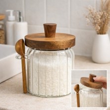 Mien Akasya Kapaklı ve Kaşıklı Cam Kavanoz – 450 ml