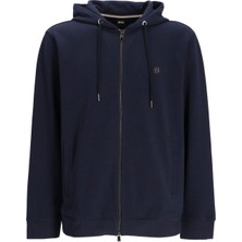 Boss Erkek Kapüşonlu Fermuar Kapamalı Cepli Uzun Kol Lacivert Sweatshirt 50520303-404