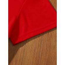 Caddekombin Erkek Modern Dalga Nakışlı 100 Yüz Pamuk Kırmızı T-Shirt