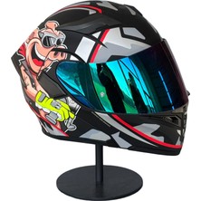 Scharf 902 Çene Açılır Motosiklet Kaskı – Güneş Gözlüklü (Rainbow Green Vizörlü) Mx4