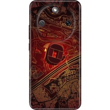 Honor Magic 8 Lite Kılıf Desenli Baskılı Tpu Rubber Kapak Sarı Kırmızı Stadyum