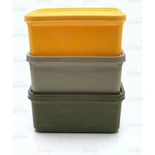 Sween Home 3 Adet Kare Kapaklı Saklama Kabı 500 ml