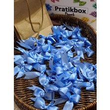 Pratikbox Fiyonk / Saten 2cm'lik / Hediyelik / Süsleme / Mavi Renk / 35ADET /silikonlu