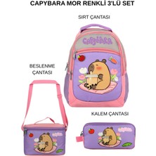 Ümit Çanta Capybara Ilkokul 3’lü Okul Çanta Seti – Mor & Pembe