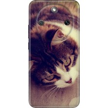 Nurdic Honor Magic 8 Lite Uyumlu Kılıf 0.4mm Lazer Kesim Silikon Kapak Tekir Kedi
