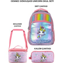 Ümit Çanta Cennec Gökkuşağı Unicorn 3’lü Okul Seti – Sırt Çantası, Beslenme Çantası ve Kalem Kutusu