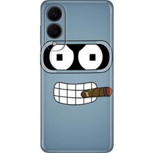 Nurdic Samsung Galaxy S25 Edge Uyumlu Kılıf Silikon Desenli Tam Koruma Resimli Robot Smoke