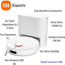 Xiaomi Robot Vacuum H40 Akıllı Robot Süpürge + Mop 10000PA (Xiaomi Türkiye Garantili) + Xiaomi Baskül Hediye